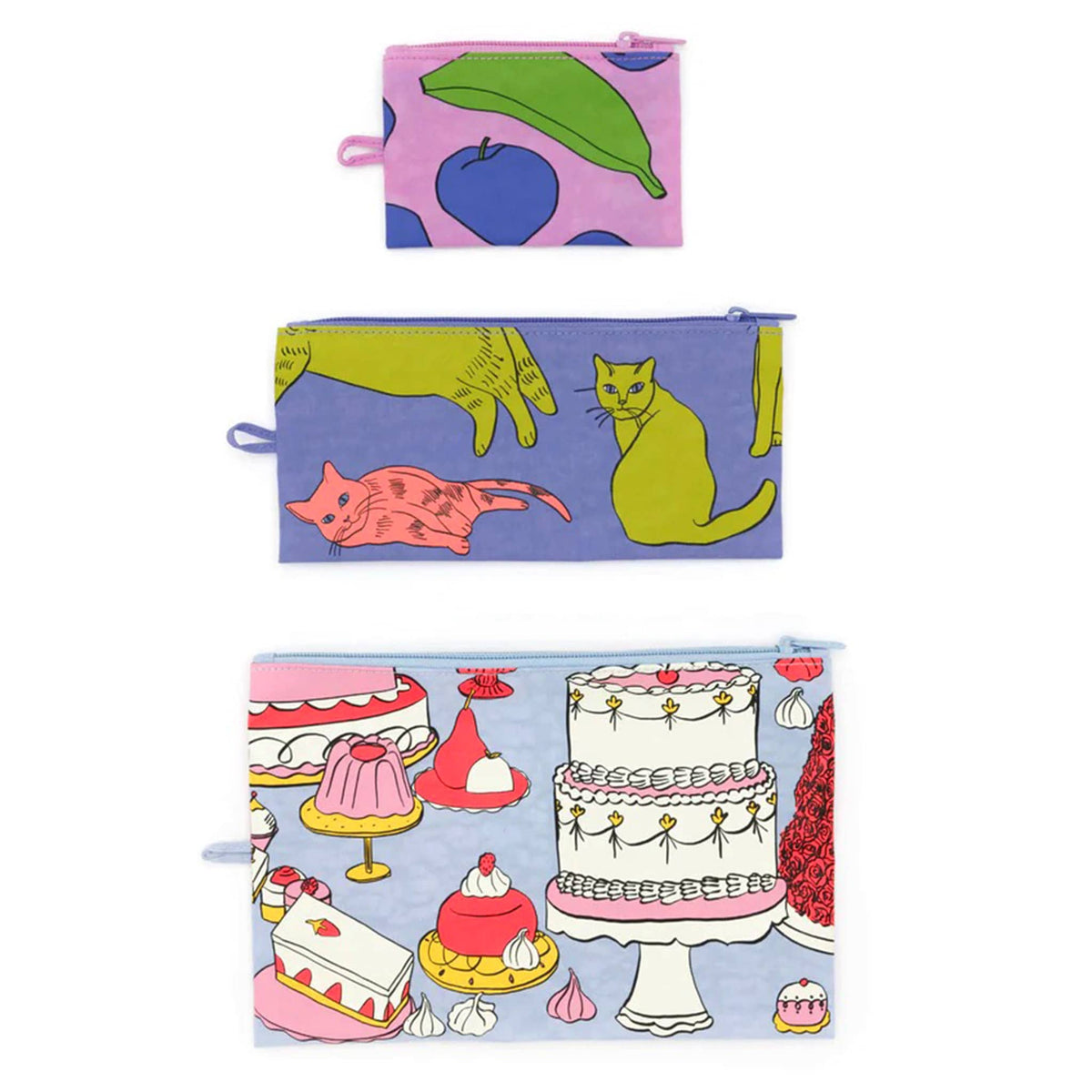 Baggu Flat Pouch Set of 3 in on sale Garden Pets Pattern