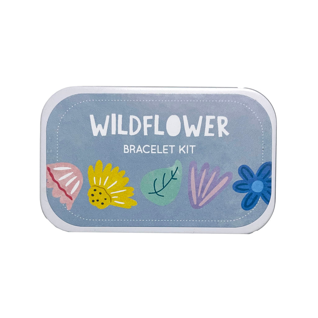 Cotton Twist kids wildflower bracelet kit in tin packaging.