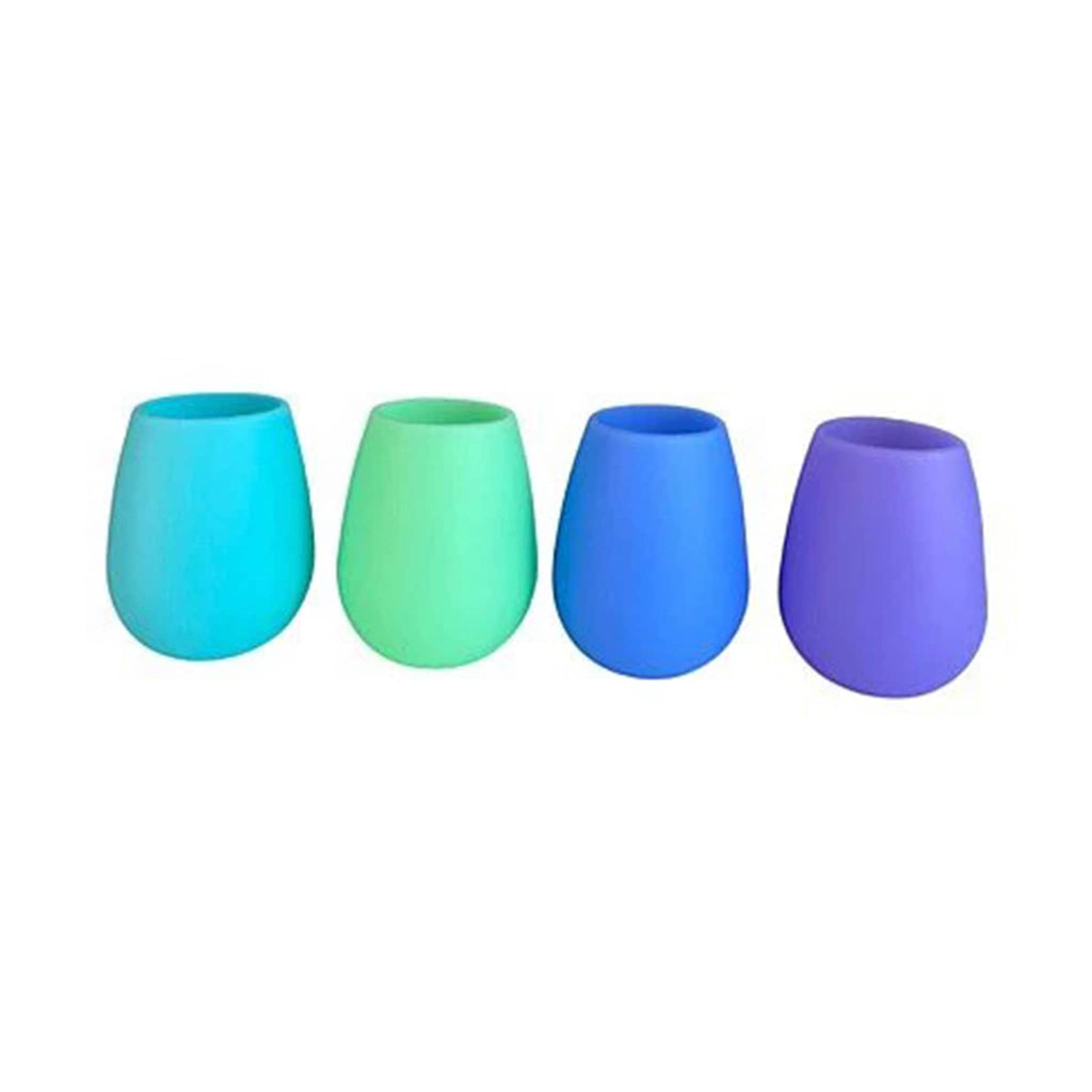 Fegg Marine set of 4 unbreakable silicone stemless cups in aqua blue, seafoam green, blue and violet.