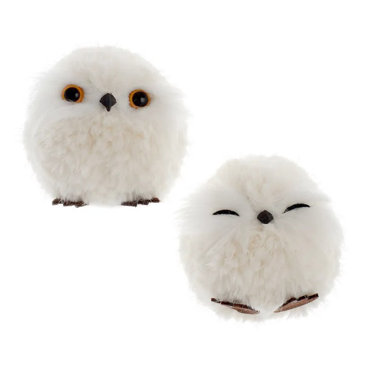 White Round Fluffy Owl Ornament (Assorted) Annie's Blue Ribbon