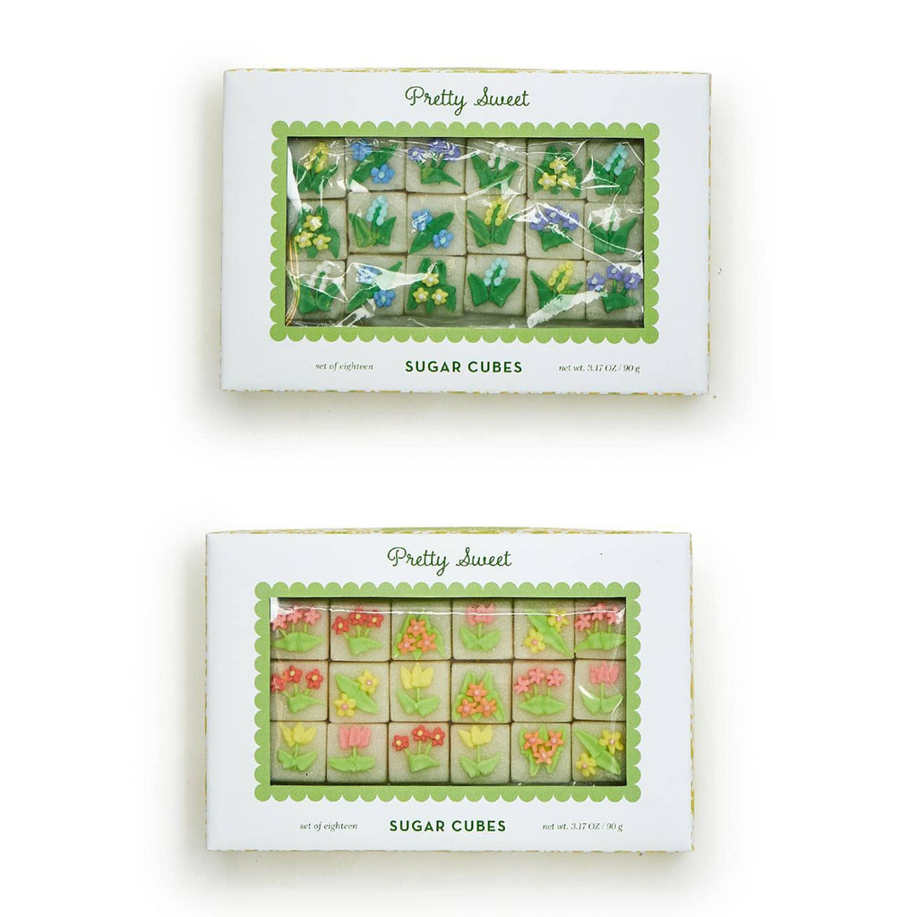 Two's Company Pretty Sweet hand-decorated sugar cubes with floral designs in gift boxes, 2 styles.