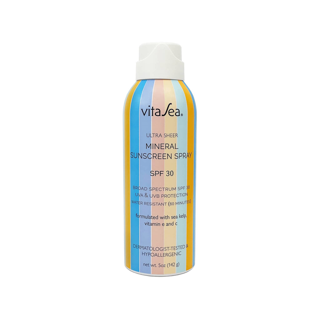VitaSea Ultra Sheer Mineral Sunscreen Spray SPF 30 in spray bottle packaging, front view.