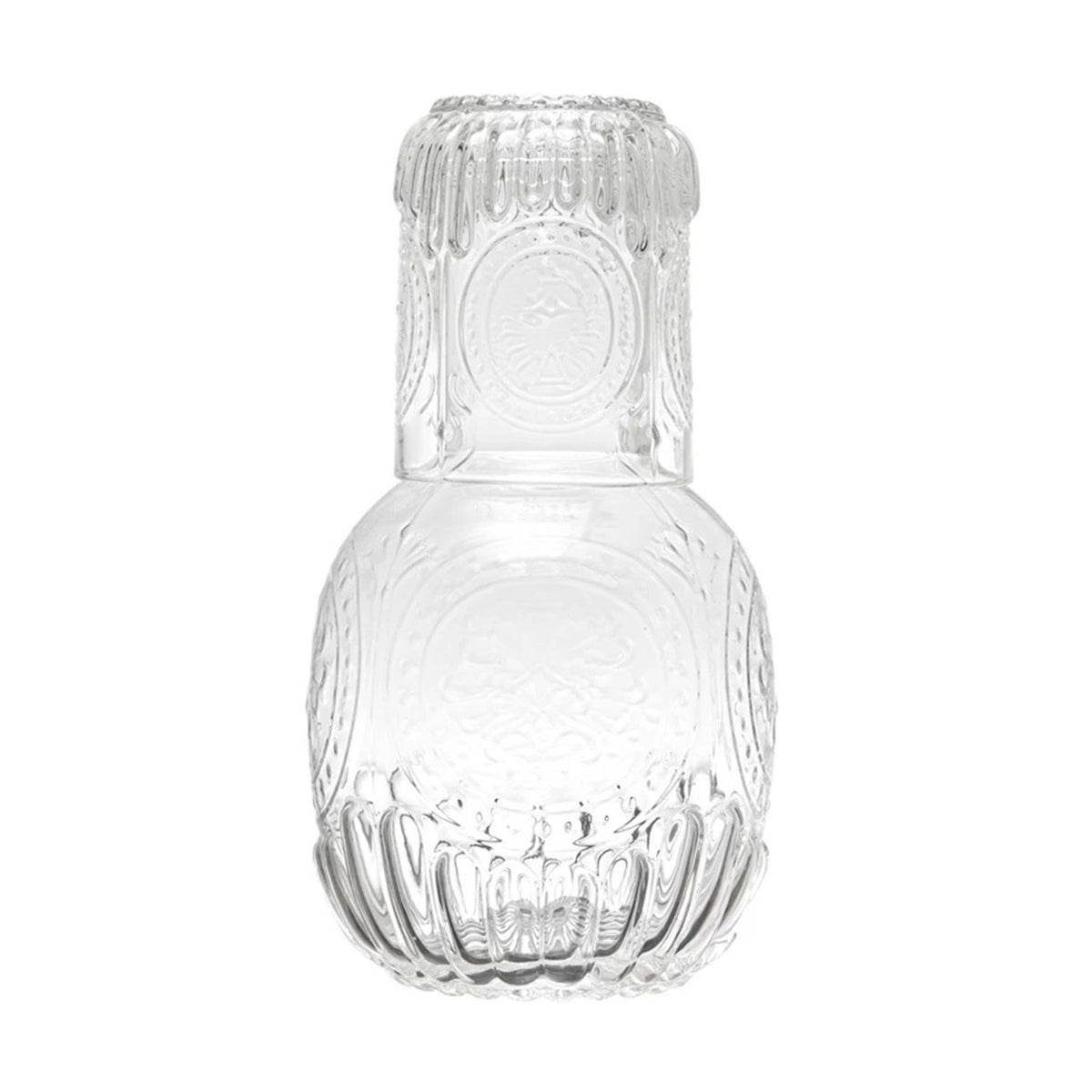 http://blueribbongeneralstore.com/cdn/shop/products/creative-coop-df7360-28-ounce-embossed-glass-carafe-with-8-ounce-embossed-drinking-glass_1200x1200.jpg?v=1675283946