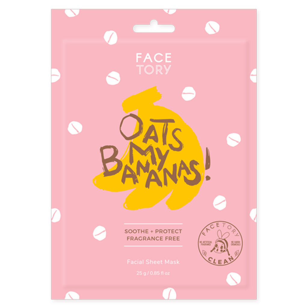 facetory oats my bananas soothing facial sheet mask packaging front