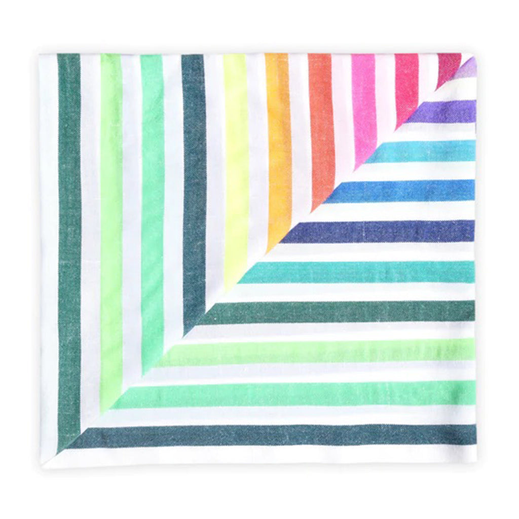 las bayadas la lupita colorful wide striped woven beach blanket towel folded into a square