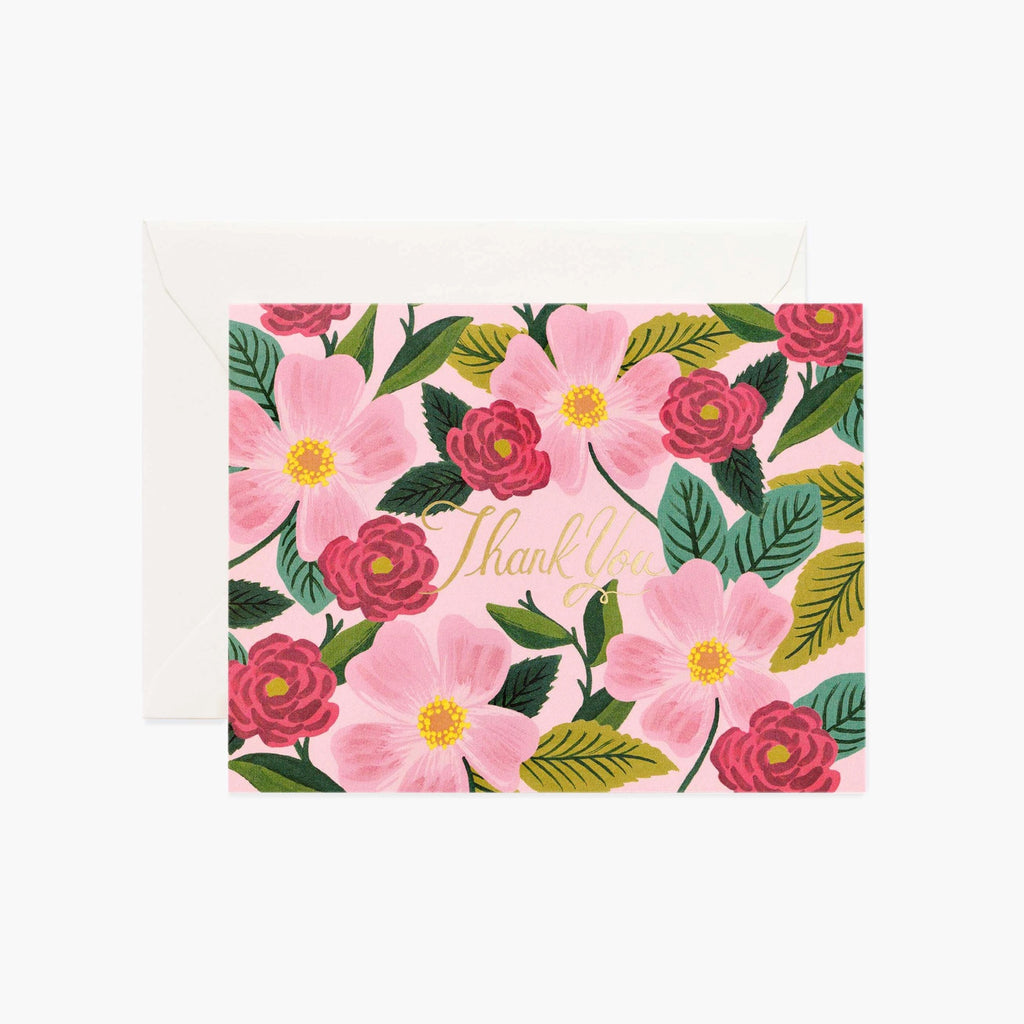 rifle paper rose garden thank you greeting card