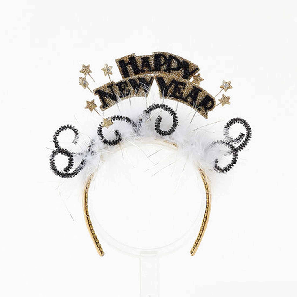 One Hundred 80 Degrees Happy New Year headband, front view.