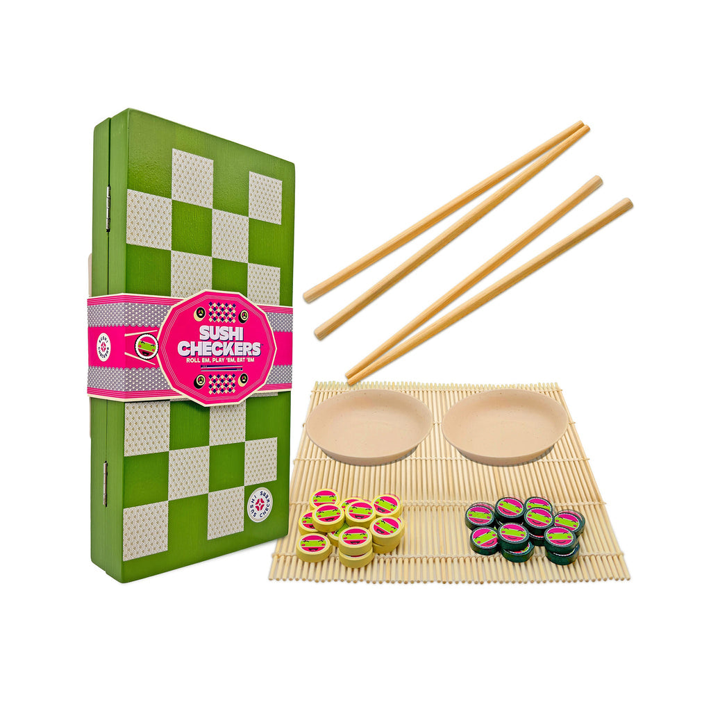 Project Genius Sushi Checkers game, contents with packaging.