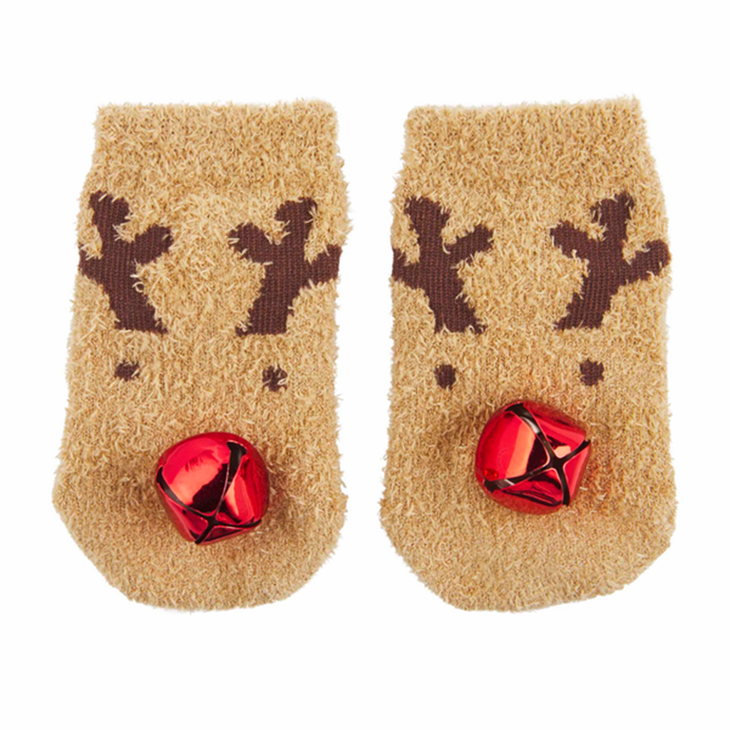 mudpie reindeer jingle bell socks