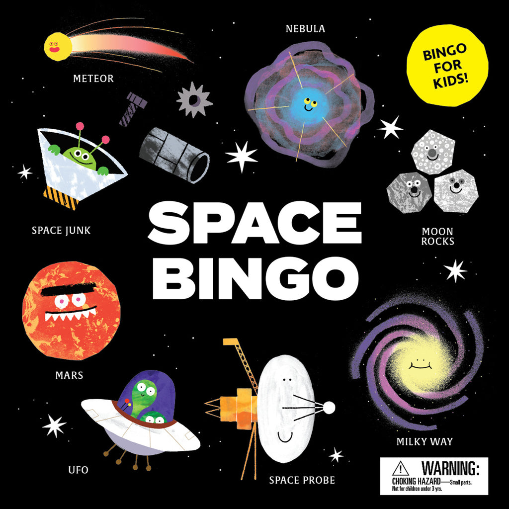 Chronicle Laurence King Space Bingo game for kids, box front cover.