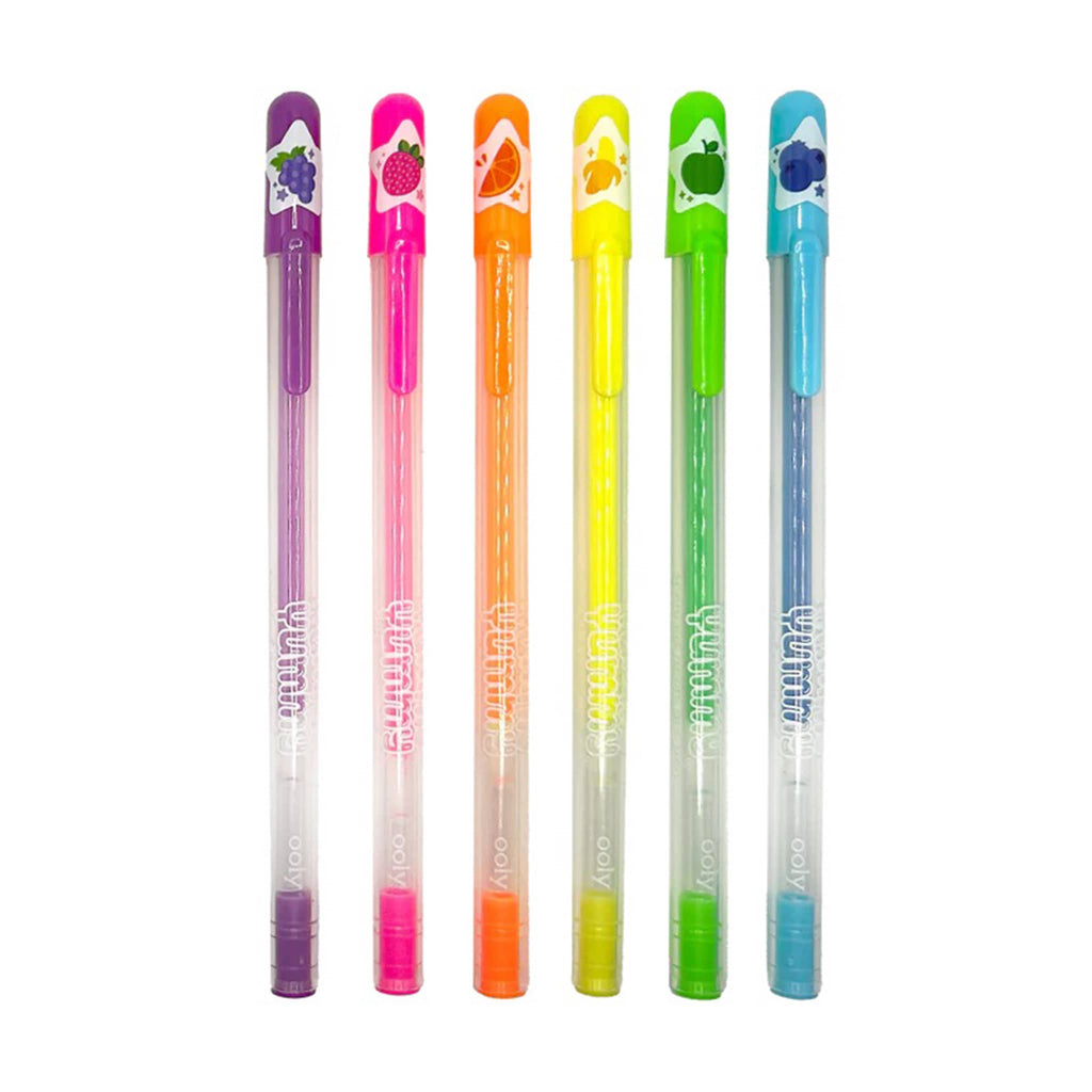 Ooly Yummy Yummy fruit scented neon gel pens, set of six.