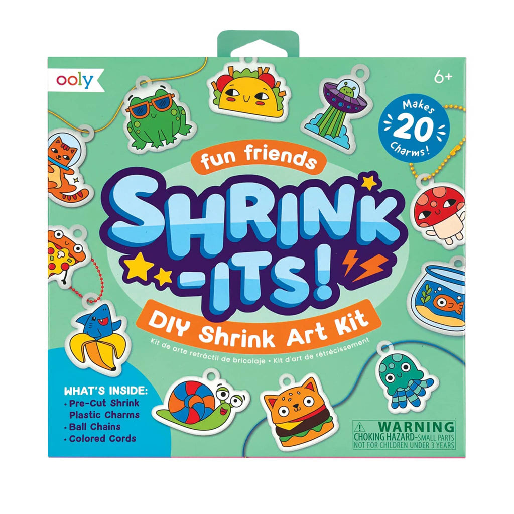 Ooly Fun Friends Shrink-Its! Kids DIY Shrink Art Kit in box packaging, front view.
