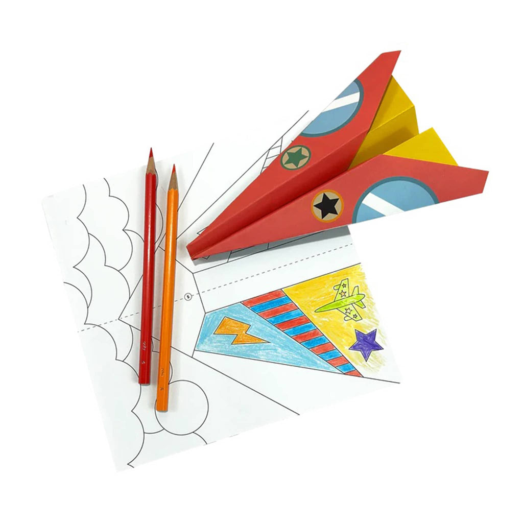 Ooly DIY Paper Airplanes Activity Kit, sample plane.