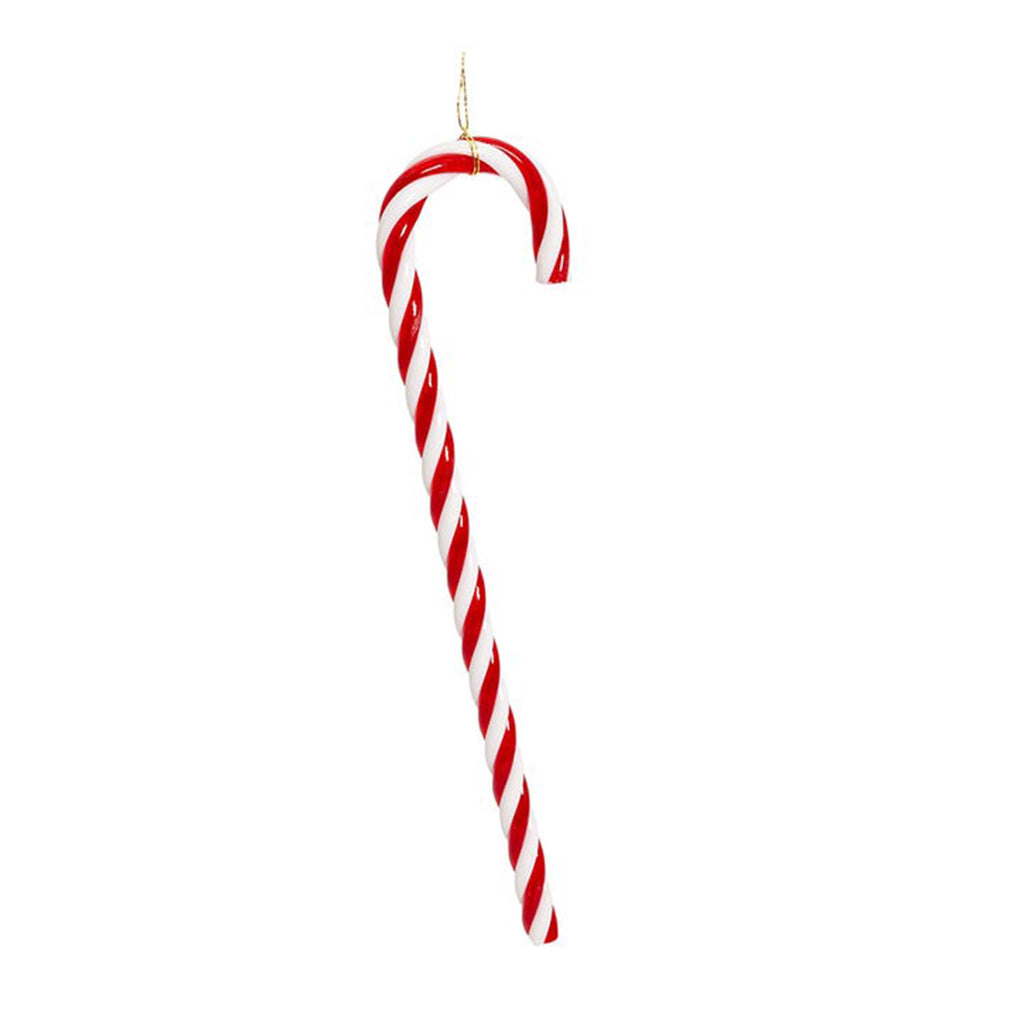 kurt adler red and white striped plastic candy cane hanging holiday christmas tree ornament.