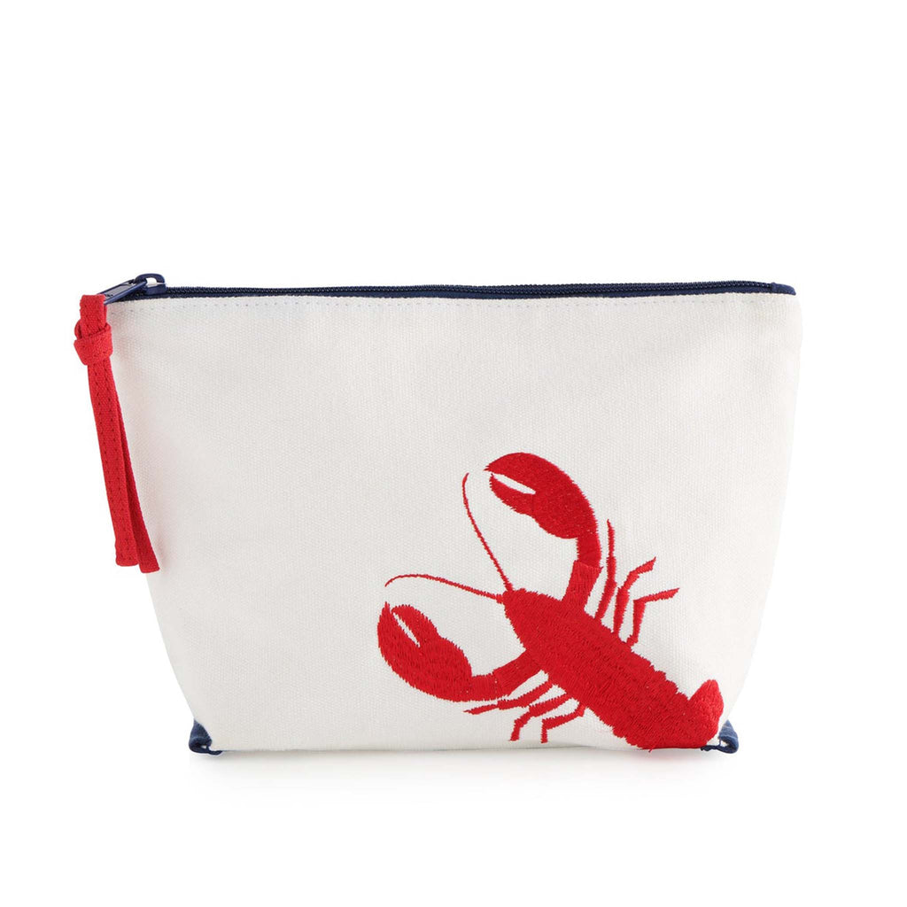 Shiraleah Lobster Zip Pouch in ivory, front view.