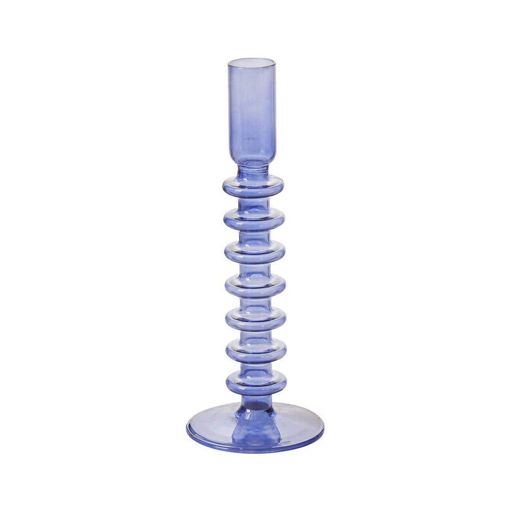 Accent Decor Malaga glass taper candle holder in blue.