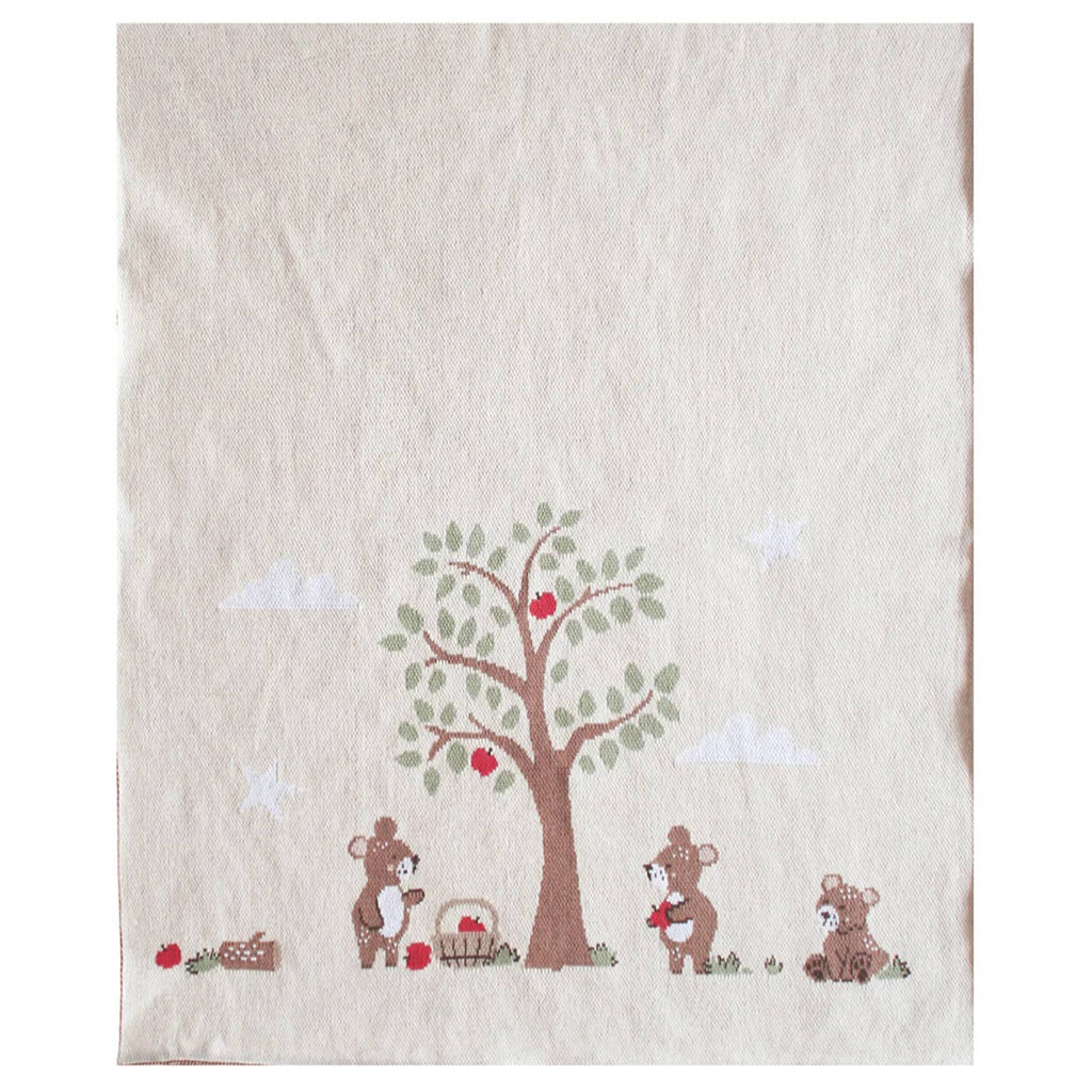 Alimrose Teddy Bear Picnic cotton baby blanket flat.