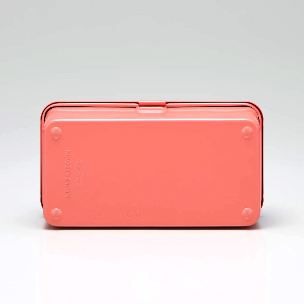 Ameico TOYO T-190 coral steel stackable storage box with flat lid, bottom view. Not shown for color.