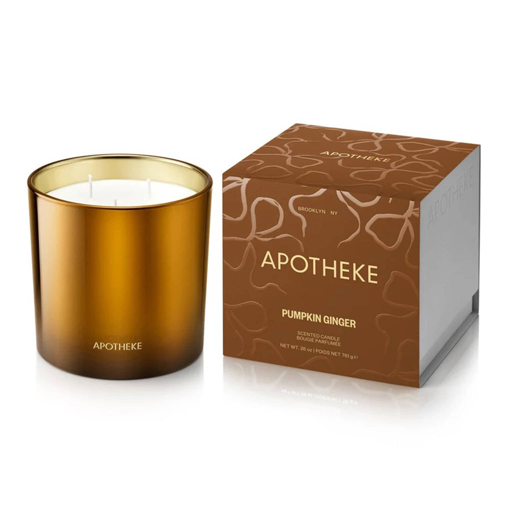 Apotheke Pumpkin Ginger 3-wick candle with box packaging on a white background.