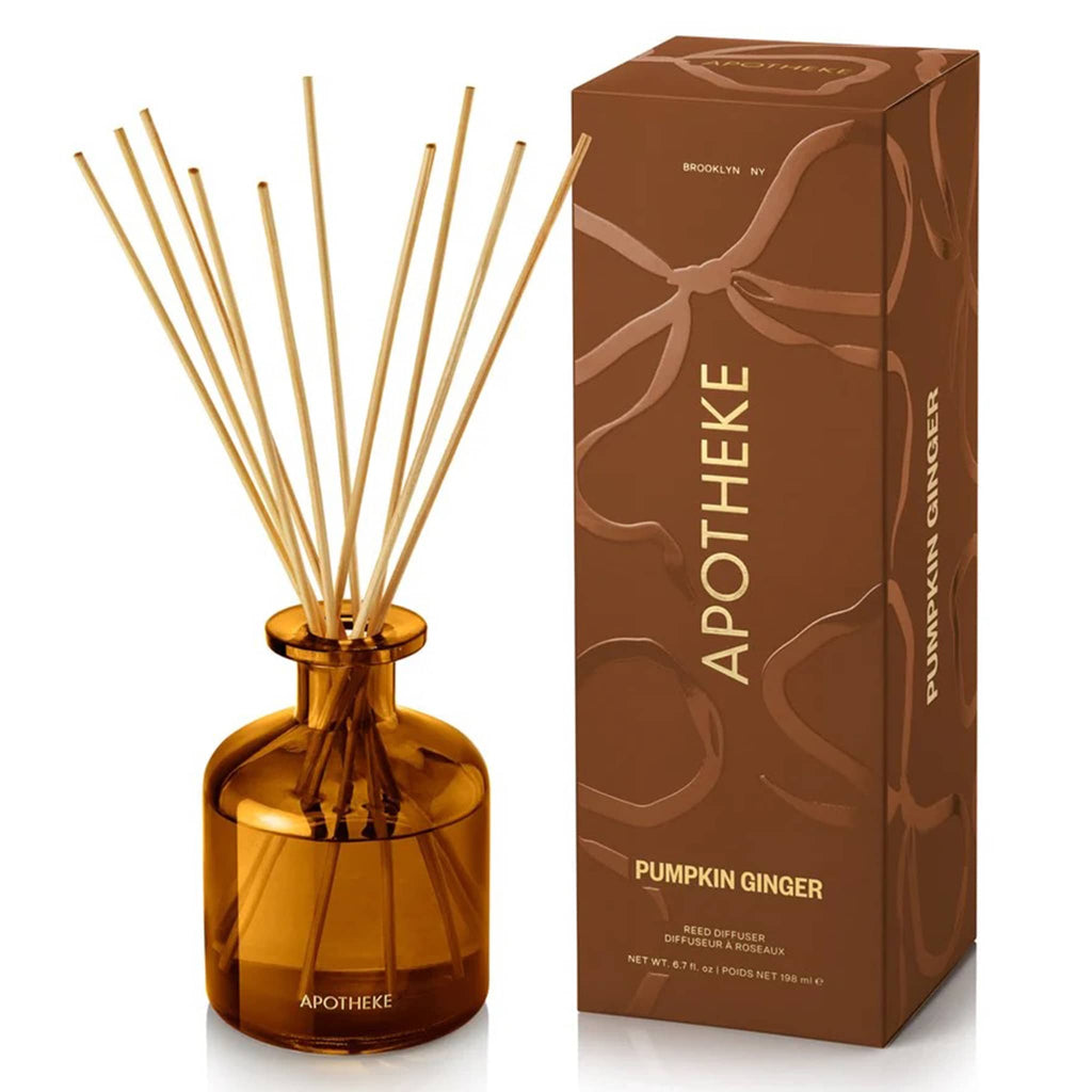 Apotheke Pumpkin Ginger reed diffuser with box packaging on a white background.