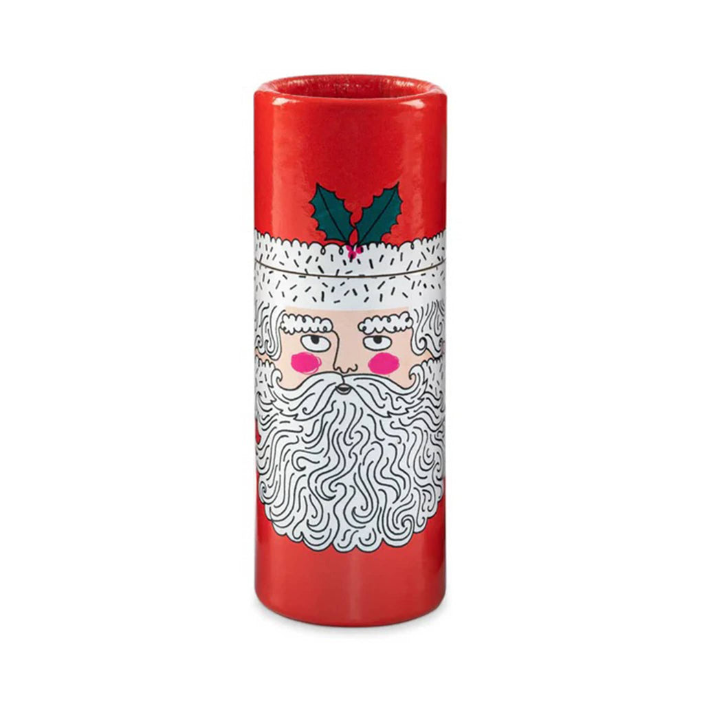 Archivist Gallery Father Christmas Match Cylinder, front view with lid on.