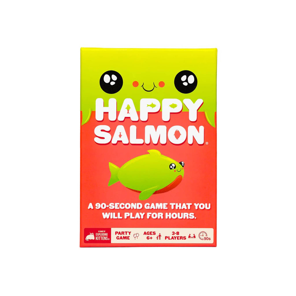 Asmodee Happy Salmon card party game in box packaging, front view.