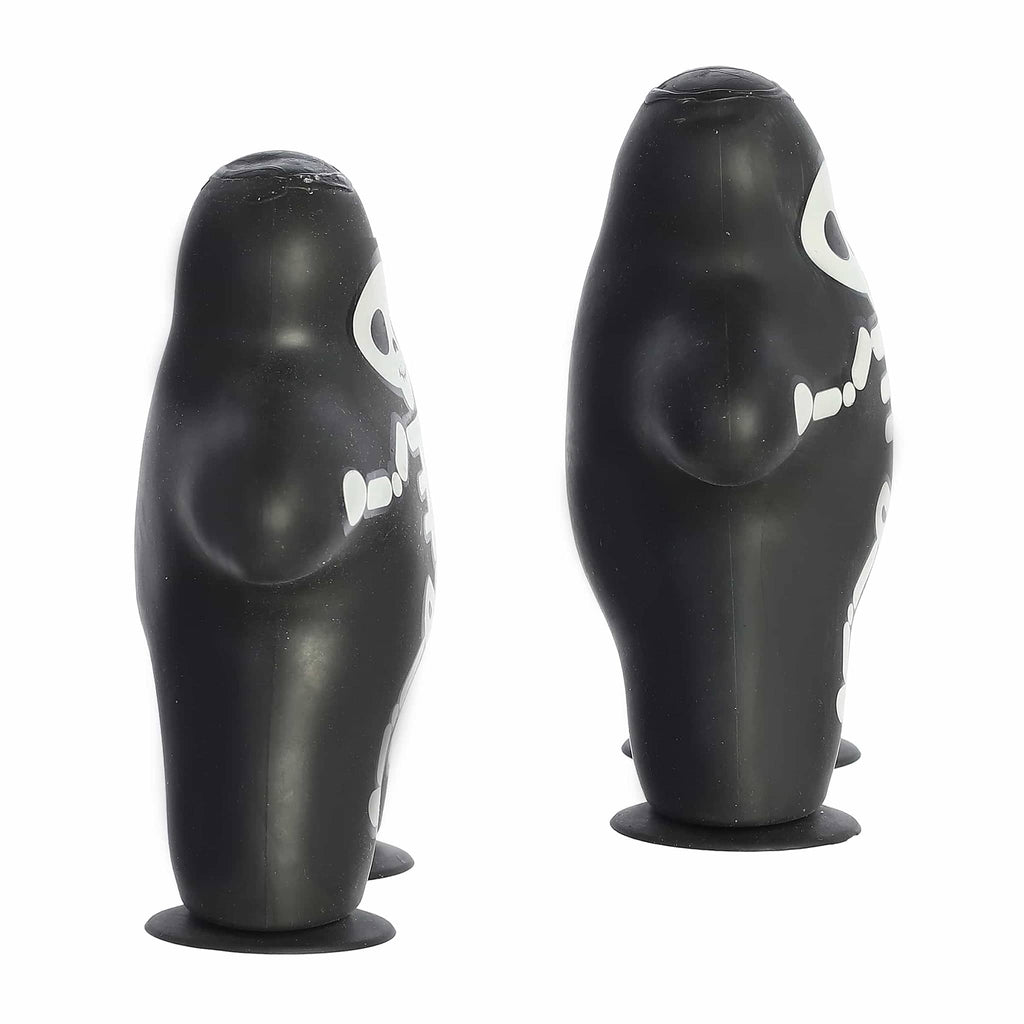 Aurora Skeleton Suction Buddy halloween toy in 2 styles, side view on white background.