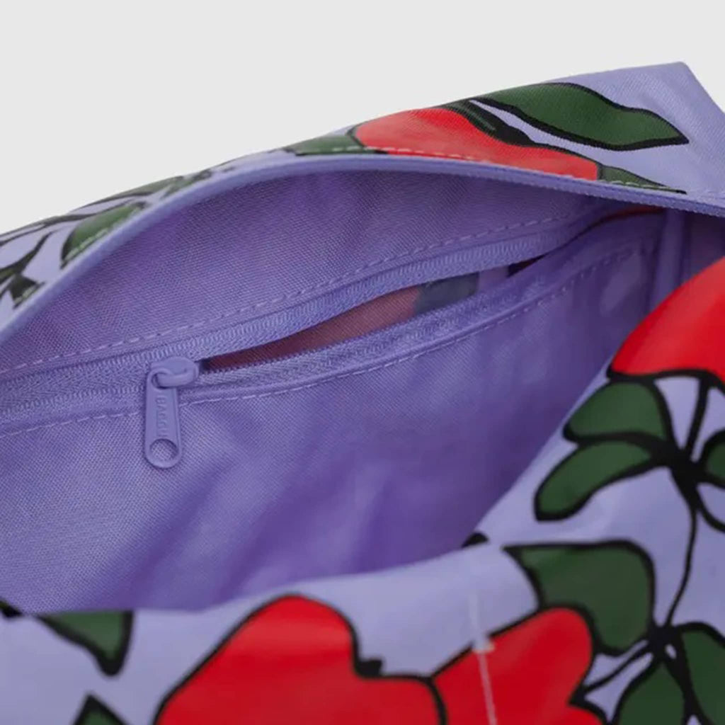 Baggu Apple Tree Dopp Kit, detail of interior zip pocket.