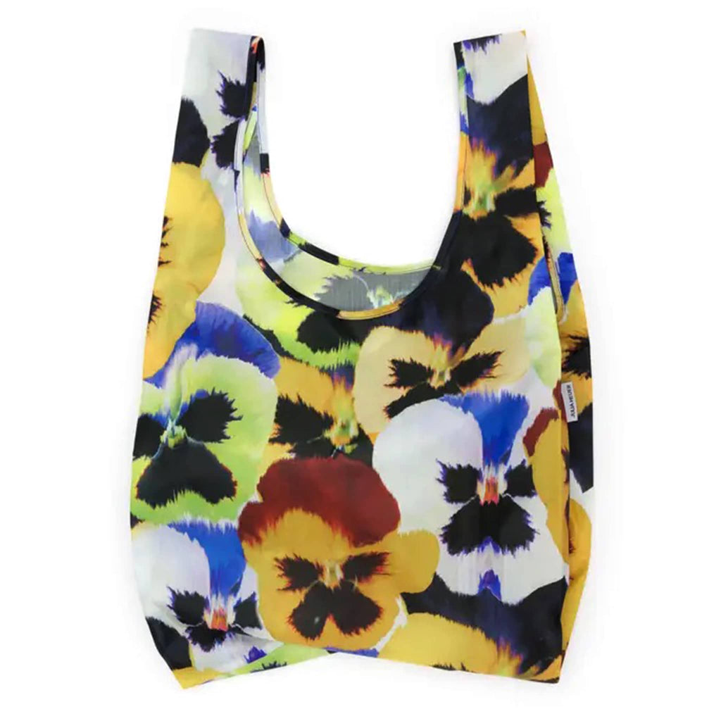 Standard Baggu in Pansy floral print by Julia Heuer, unfolded.