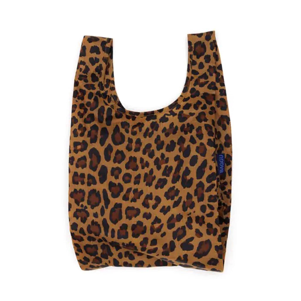 Baby Baggu in Leopard print, unfolded.