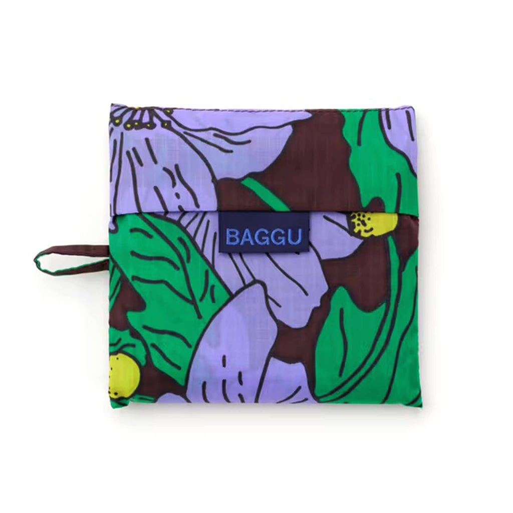 Floral-patterned pouch with 'BAGGU' label on a white background.