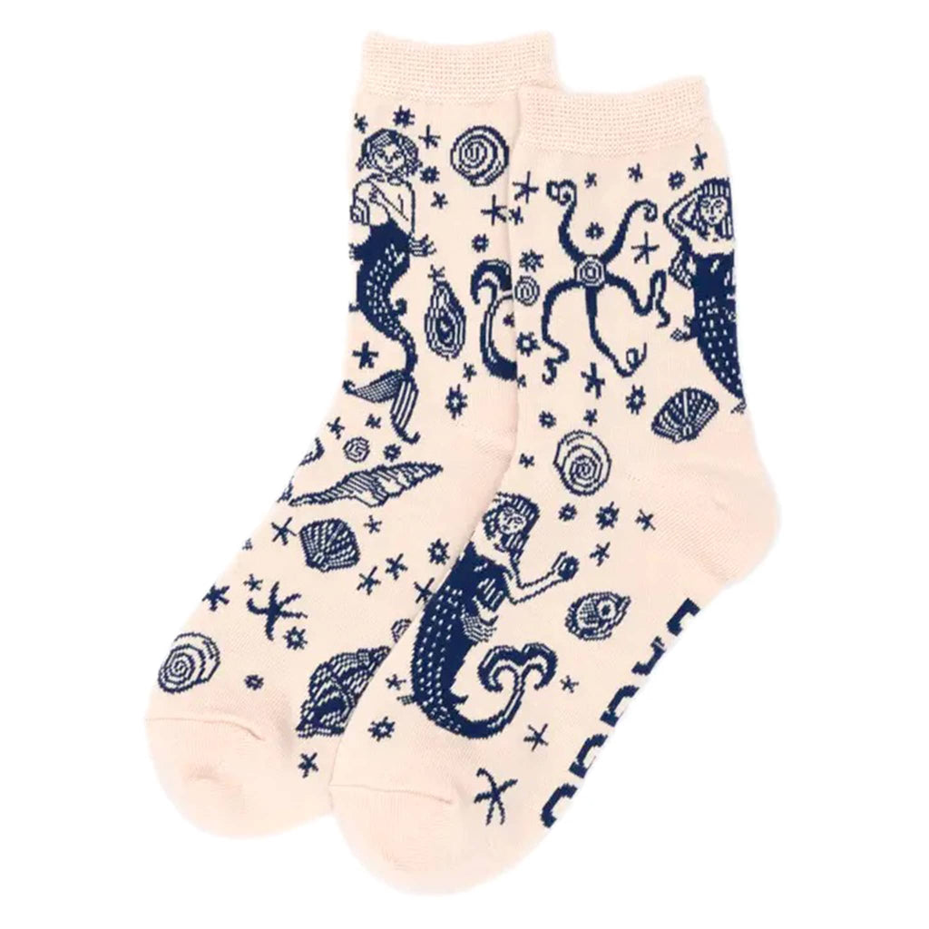 Baggu Mermaid bamboo rayon unisex crew socks, flat.