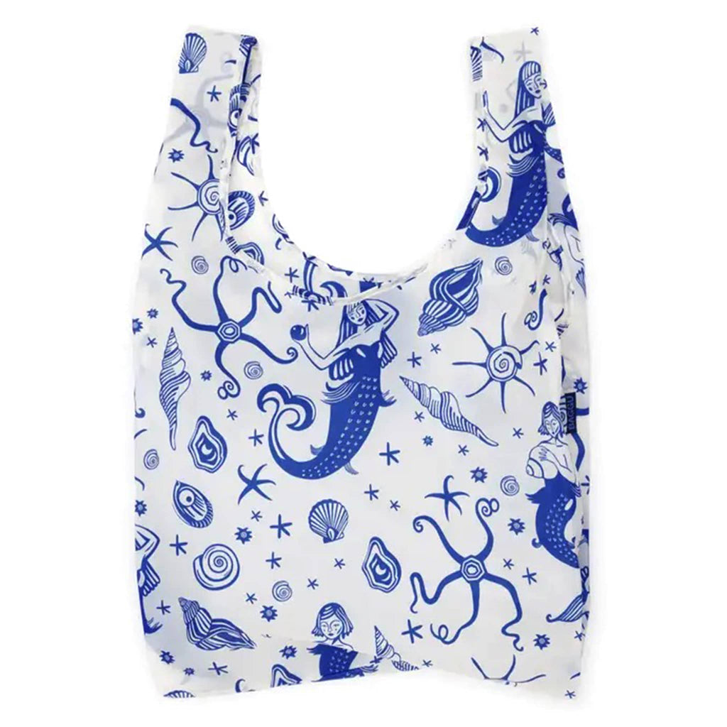 Baggu Mermaid standard ripstop nylon reusable bag, unfolded.