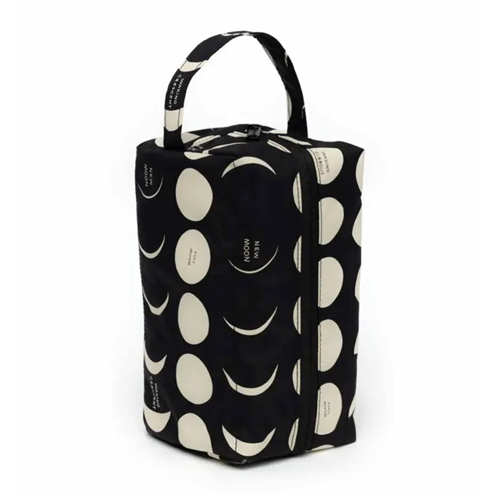 Baggu Dopp Kit in Moon print, standing up.