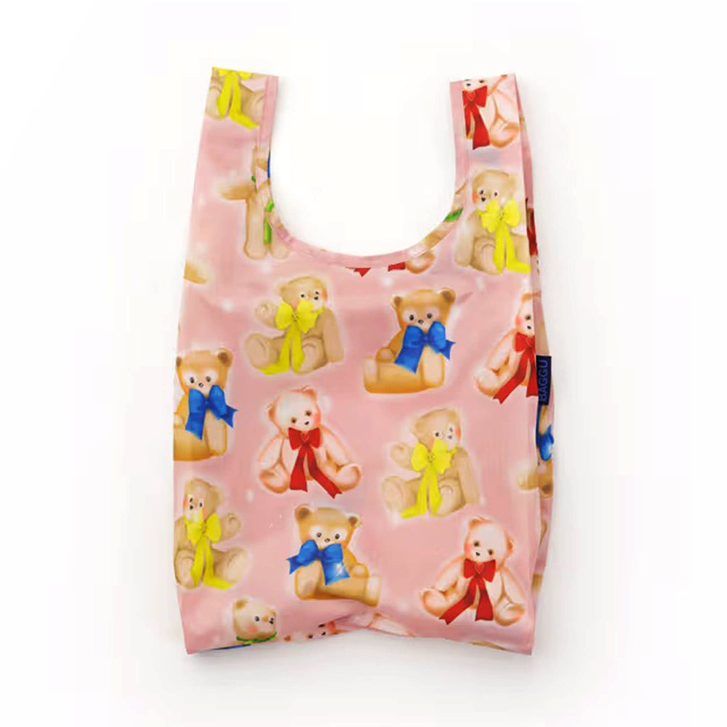 Baby Baggu reusable bag in Teddy Bears, unfolded, on a white background.