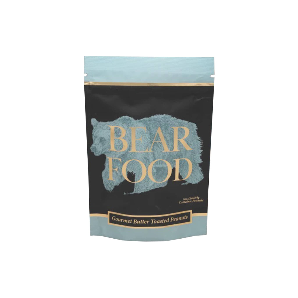 Bear Food Gourmet Butter Toasted Flavored Peanuts in blue 2 ounce pouch.