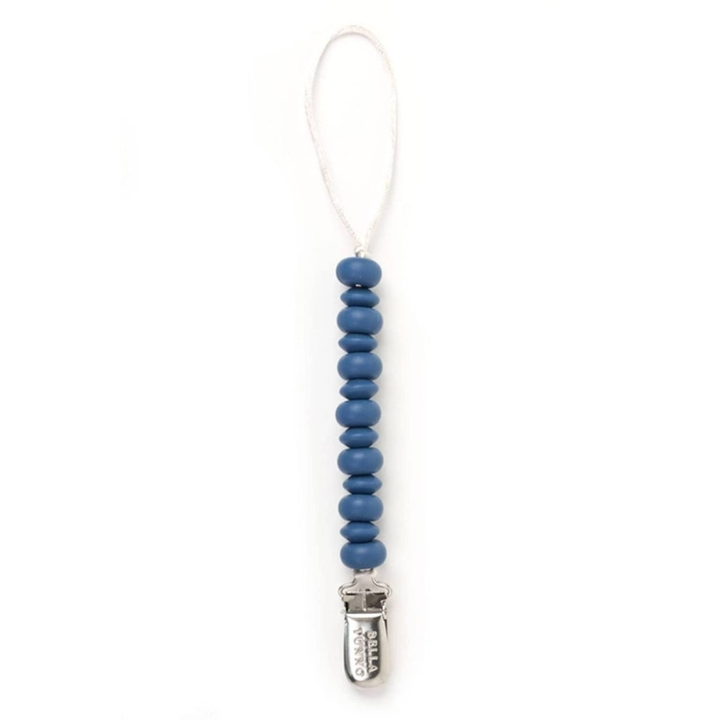 Bella Tunno Navy Blue Baby Pacifier Clip with silicone beads.