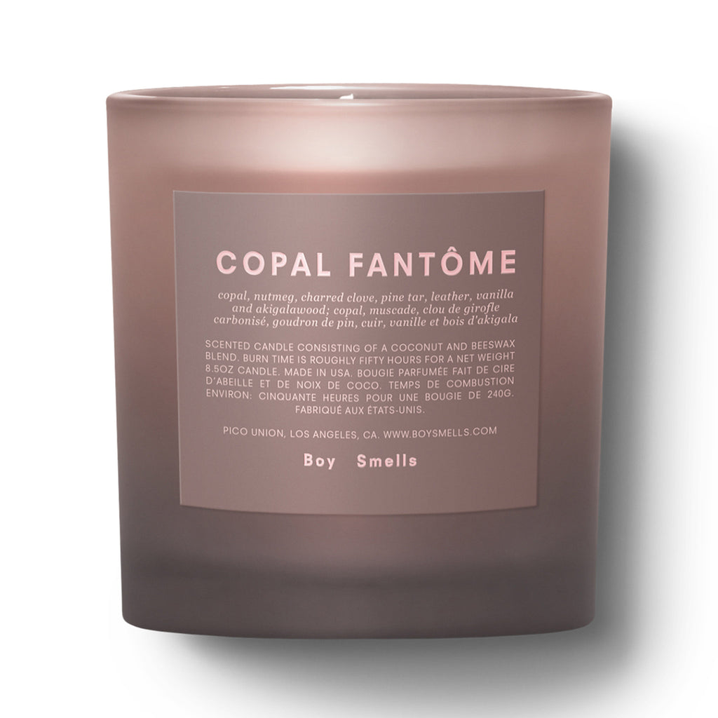 Boy Smells Copal Fantome scented coconut beeswax blend candle in ombre earth matte glass tumbler.
