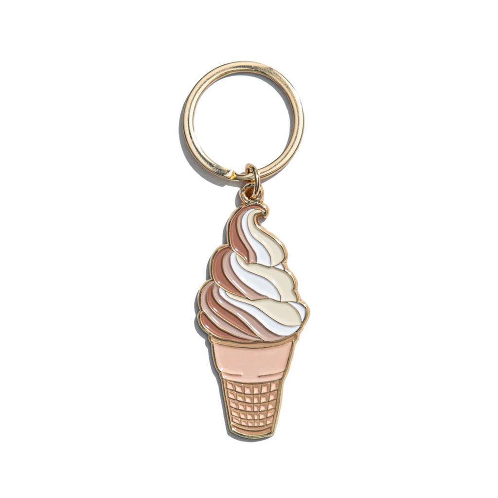 Ice cream cone keychain on a white background.