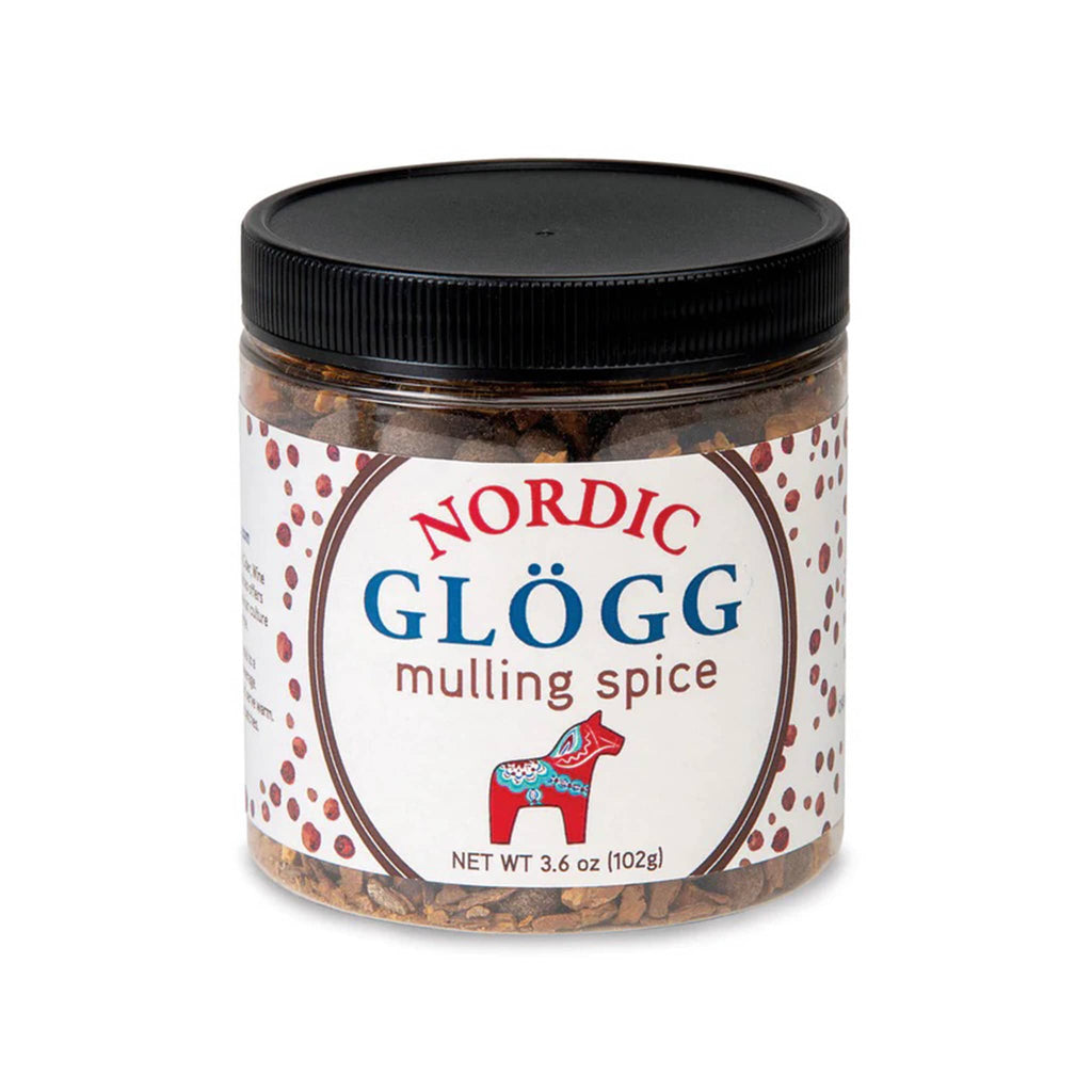 Chicago Importing Company Nordic Glogg Mulling Spices in jar, front view.