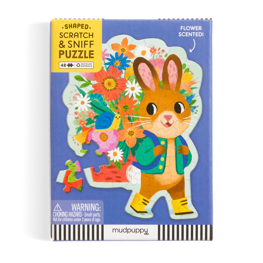 chronicle bunny bouquet 48 piece scratch sniff shaped mini puzzle