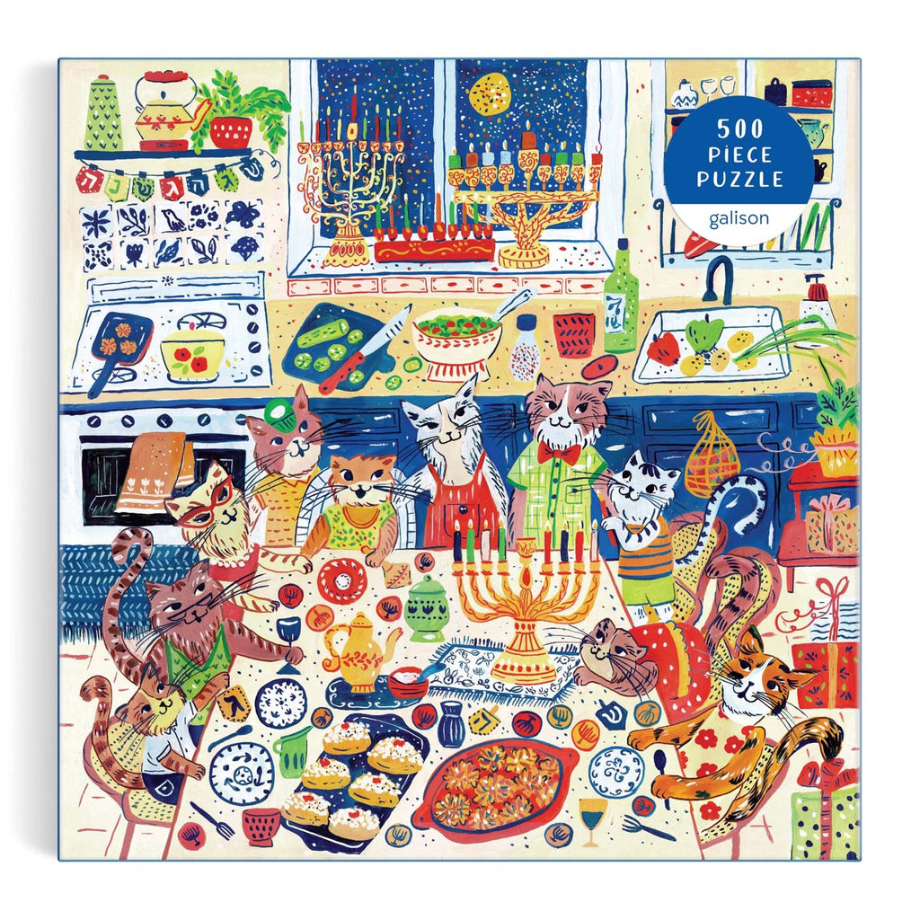 chronicle happy hanukcats 500 piece puzzle