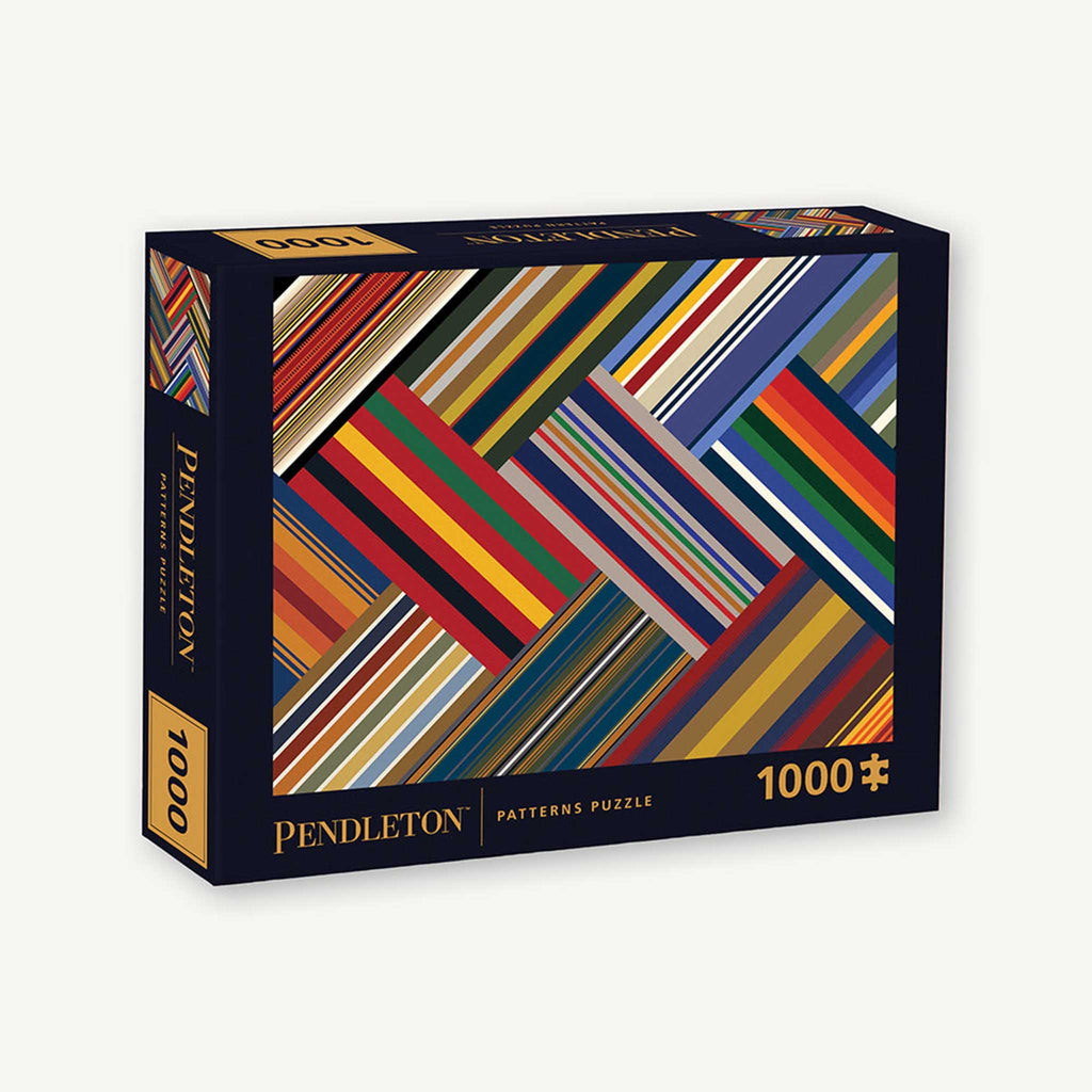 Chronicle 1000 piece Pendleton Patterns puzzle in box packaging, front angle view.