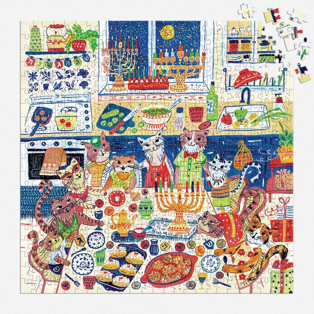 chronicle happy hanukcats 500 piece puzzle
