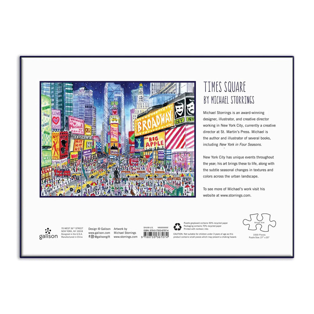 chronicle 1000 piece times square jigsaw puzzle box back.