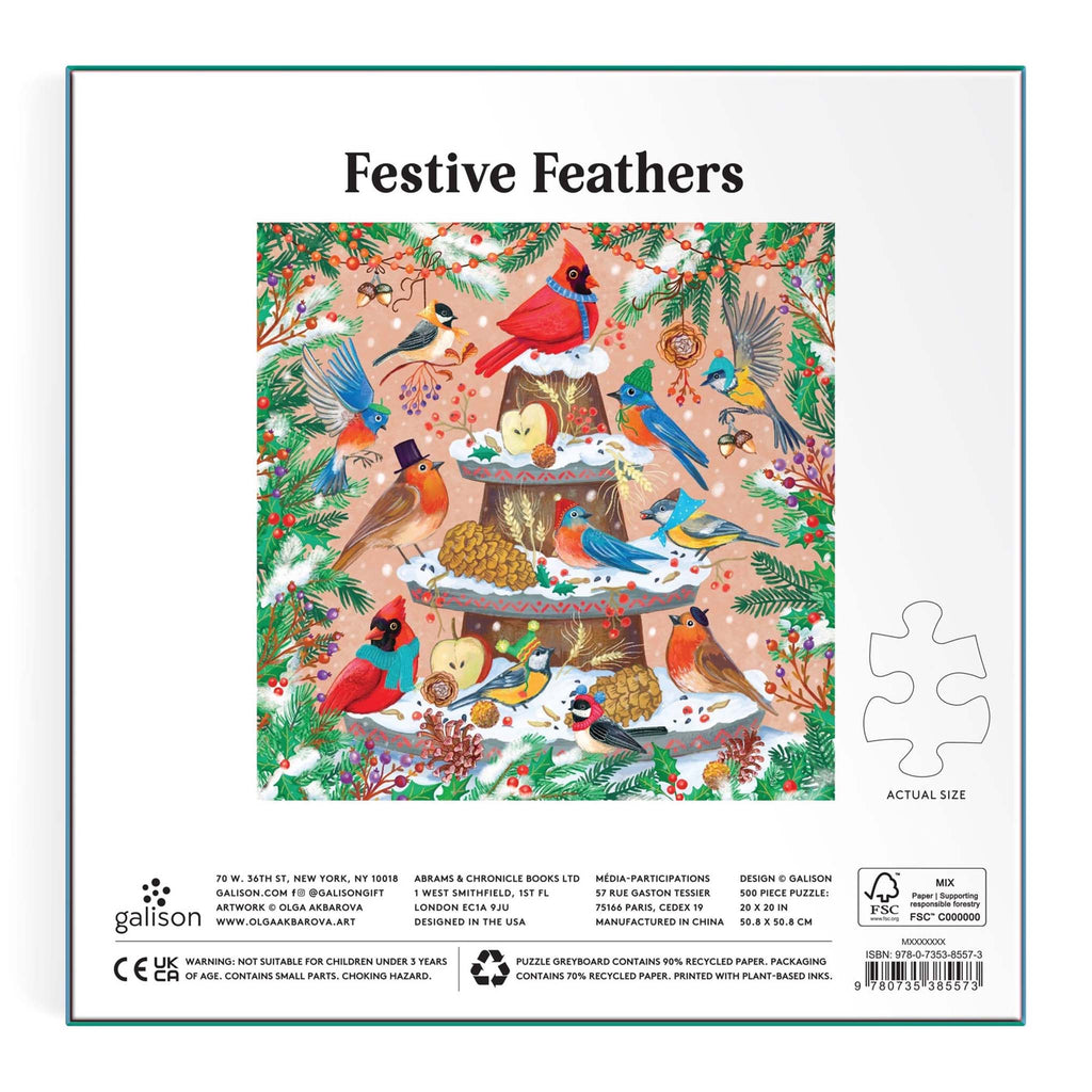 chronicle festive feathers 500 piece foil puzzle