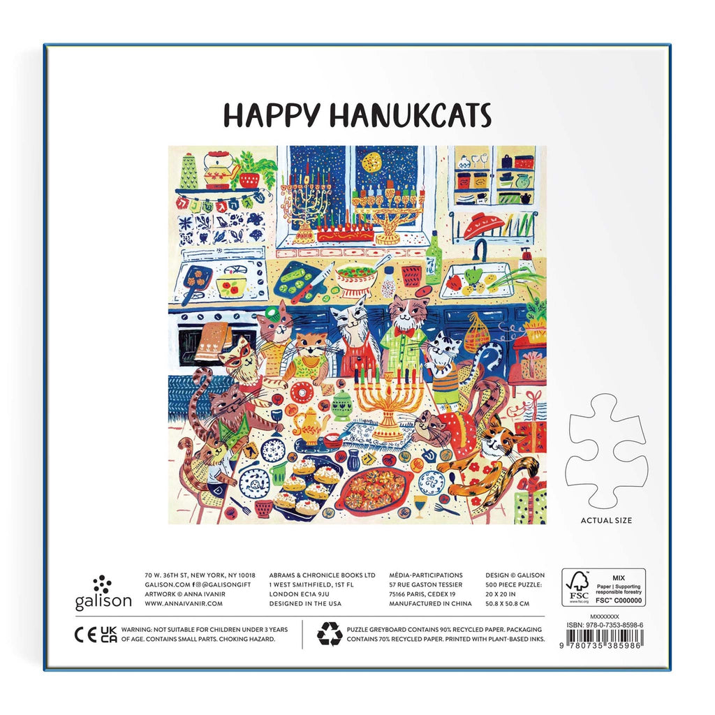 chronicle happy hanukcats 500 piece puzzle
