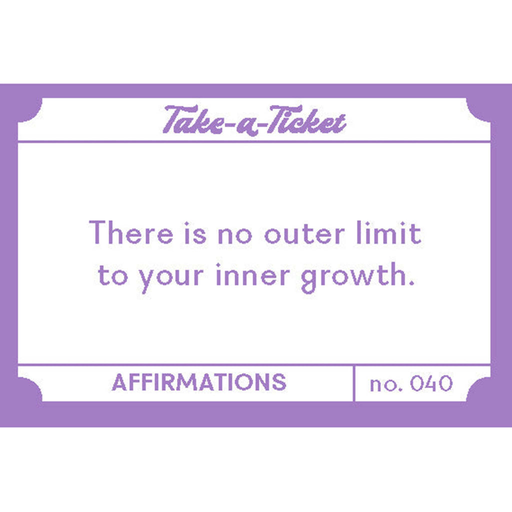 Chronicle take a ticket affirmations, sample ticket.
