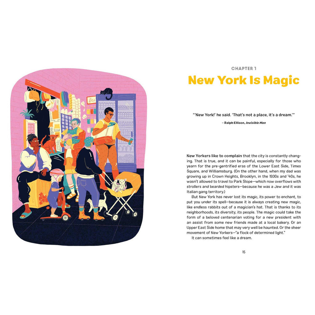 Chronicle That's So New York, short (and very shirt) stories about the greatest city on earth, compiled by Dan Saltzstein, paperback book, New York is Magic sample page.