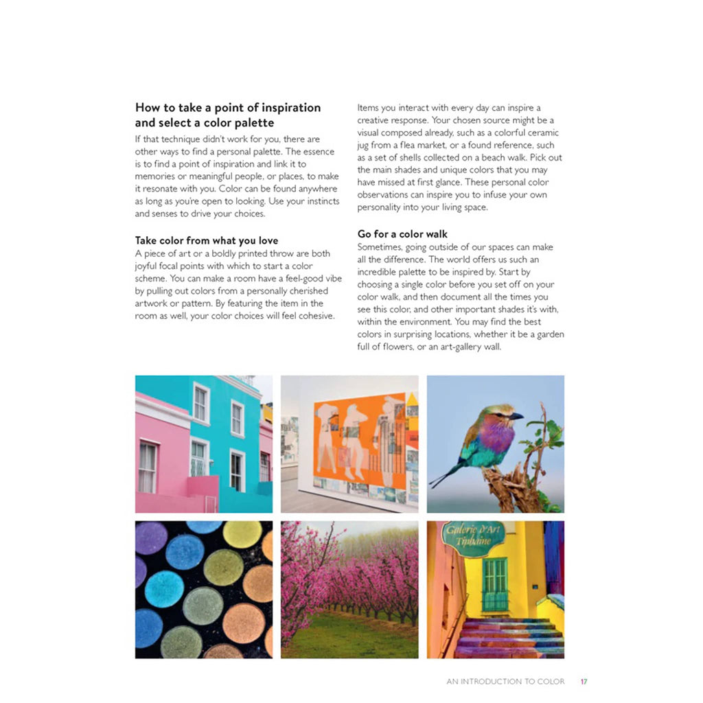 Chronicle The Rainbow Home hardcover book, sample page with palette inspiration.